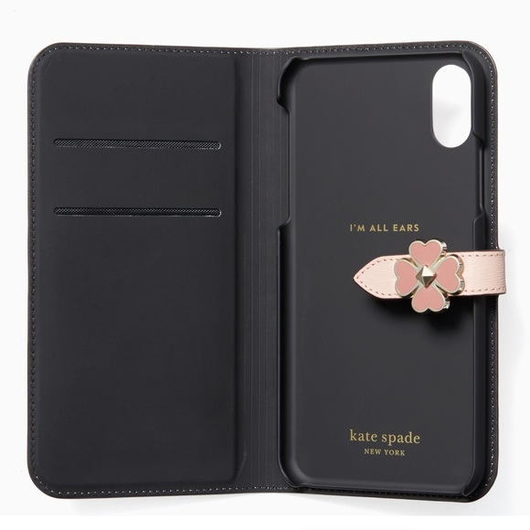 KATE ♠️ FLOWER HARDWARE WRAP FOLIO iPHONE XS CASE - Picture 2 of 5